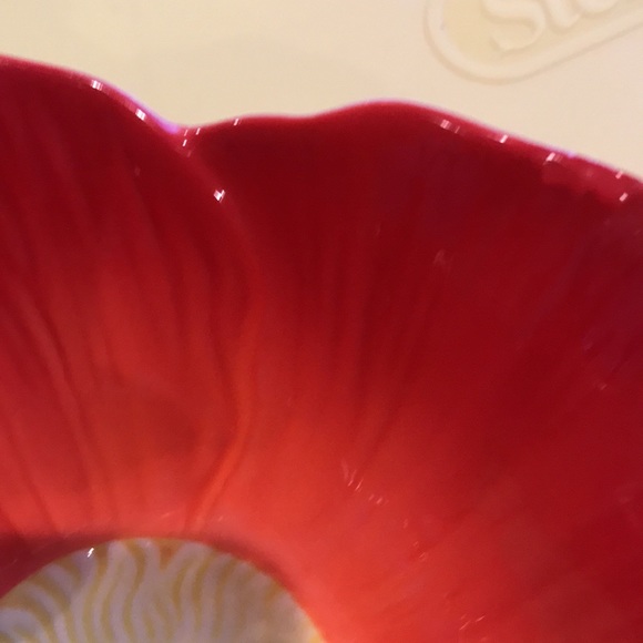 PIER 1 - Two (2) Red Yellow Flower Bowls Ice Cream Dishes - Picture 14 of 16